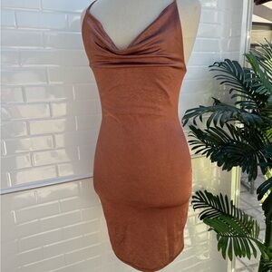 Chic Backless Tan Dress
